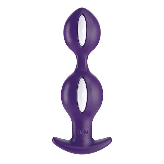 Fun Factory B Balls Duo Reactive Anal Plug White/Dark Violet - SELVABUZZ
